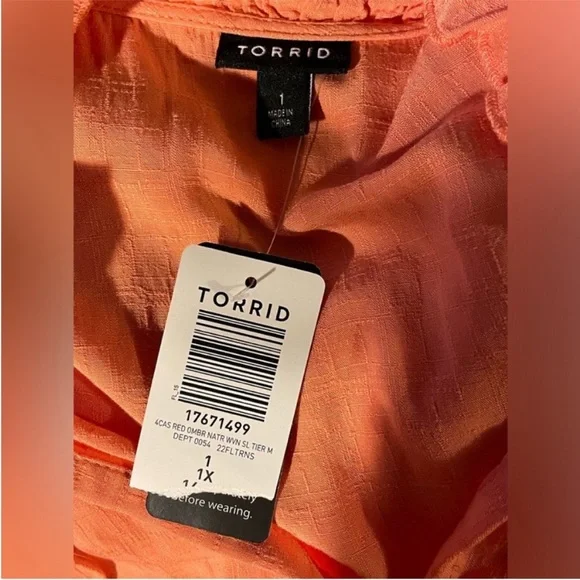 Torrid Challis Ombré Red Tiered Maxi Dress Size 1  1X NWT - Picture 10 of 16